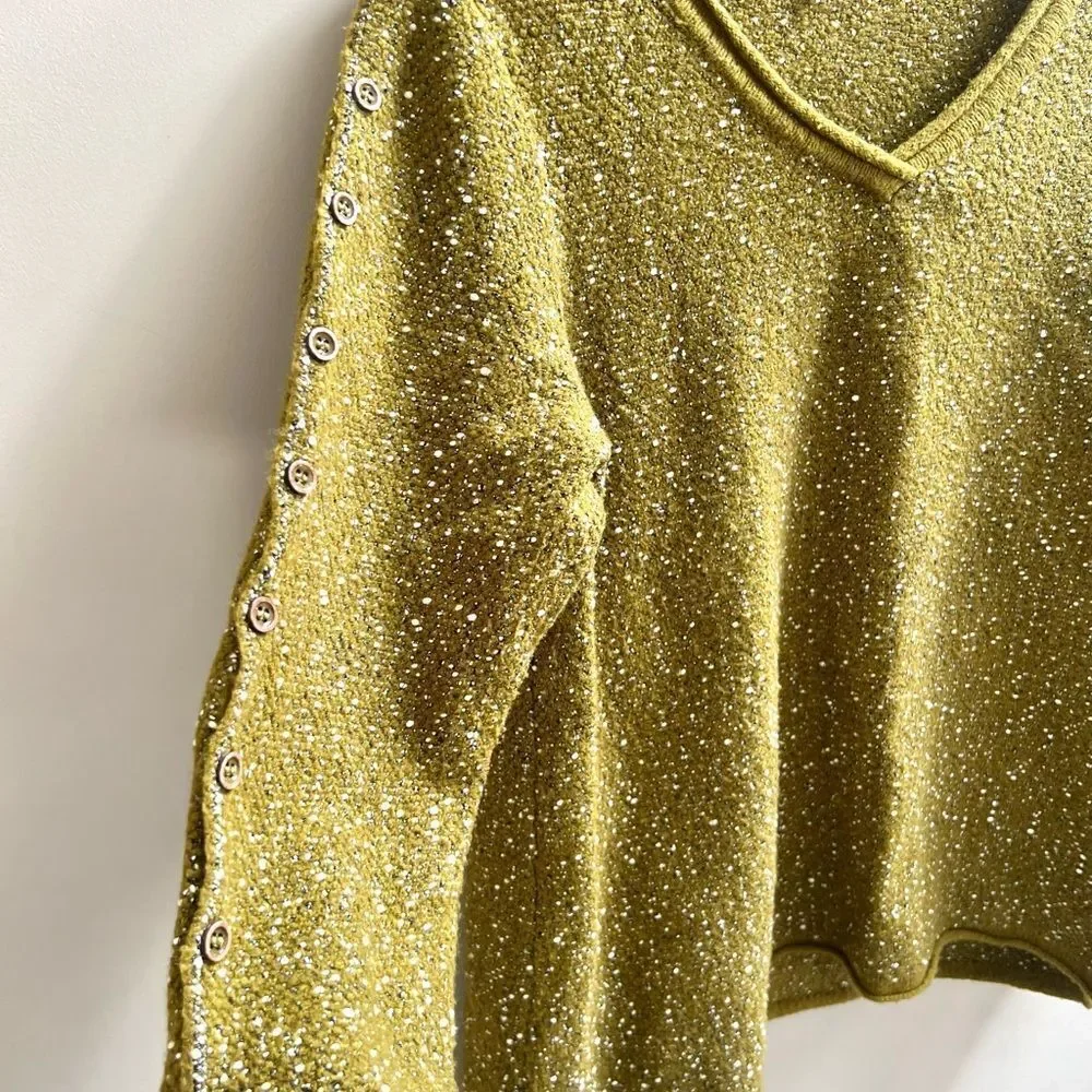 Habitat green Knit Sweater with buttons on sleeves Sm